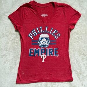 Phillies Empire Star Wars Red Women's V-Neck T-Shirt